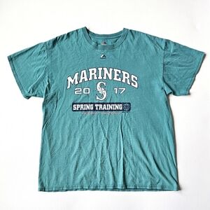 Seattle Mariners 2017 Spring Training T-Shirt Majestic MLB Peoria Arizona Teal L